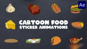 Videohive Cartoon Food Sticker Animations for After Effects Openers template preview