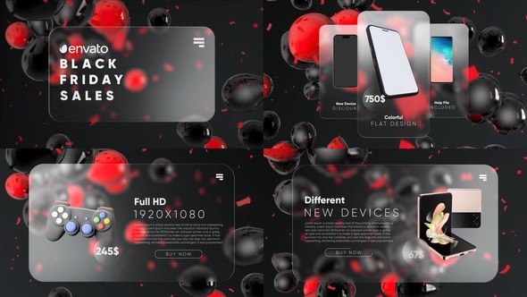 Videohive Glassmorphism Black Friday Video Displays template preview
