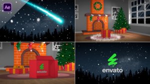 Videohive Christmas Fireplace with Logo Reveal Openers template preview