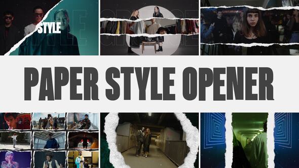 Paper Style Opener | Grunge Intro (MOGRT) Premiere Pro template preview