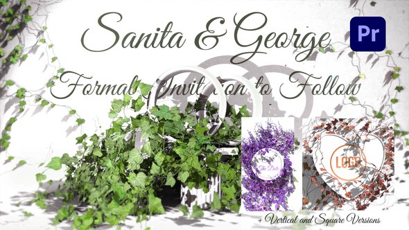 Botanical Leaves Wedding Invitation Premiere Pro template preview