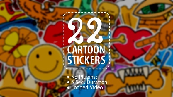 Videohive 22 Cartoon Stickers Elements template preview