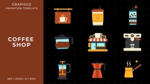 Videohive Coffee shop graphic animation template | After Effects Elements template preview