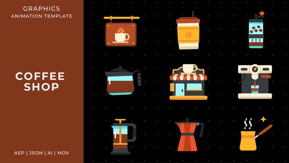 Videohive Coffee shop graphic animation template | After Effects Elements template preview
