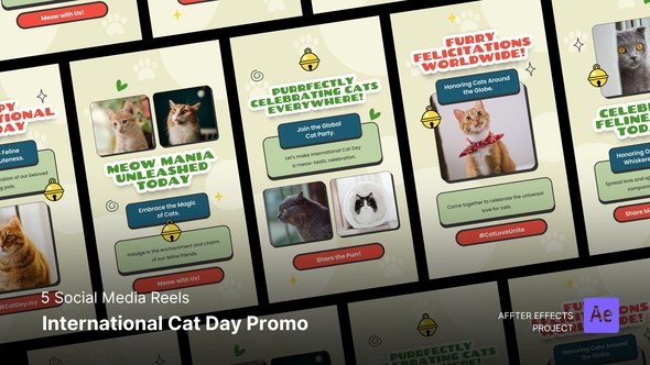 Videohive International Cat Day Promo Instagram Reels Product Promo template preview
