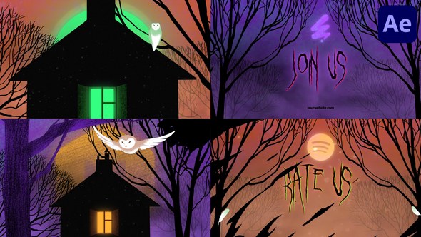 Videohive Halloween Owl Horror Logo Opener for After Effects Logo Stings template preview