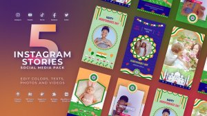 Videohive India Independence Day Flag Vertical Instagram Stories Video Displays template preview