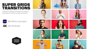 Videohive Super Grid Transitions Video Wall 4K Elements template preview