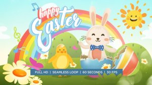 Easter Bunny and Chicken Dance Greeting Easter template preview