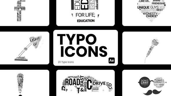 Videohive Typo Icons for After Effects Titles template preview