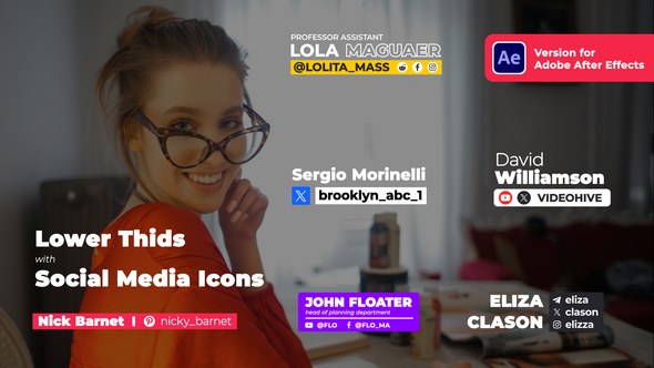 Videohive Lower Thirds with Social Media Icons Elements template preview