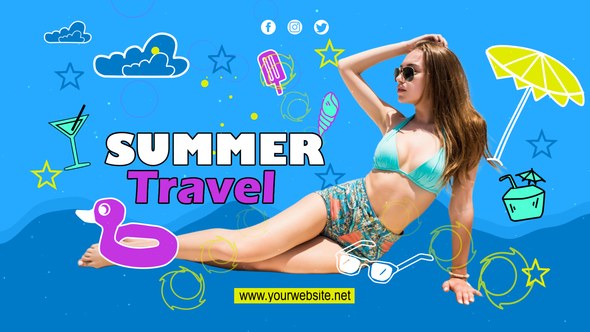 Videohive Summer Travel Vlog - YouTuber Video Displays template preview