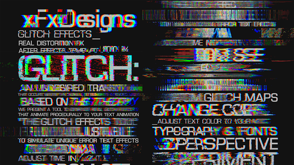 Glitch Text Effects Toolkit + 30 Title Animation Presets Video Displays template preview