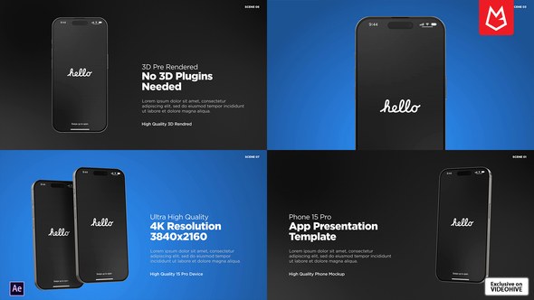 Videohive App Promo | Phone Pro15 Mockup Pack Product Promo template preview
