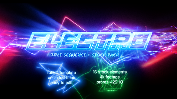Electro - Electric Title Sequence + 16 Lighting Elements. Video Displays template preview