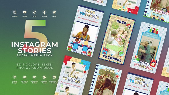 Videohive Back To School Education Instagram Vertical Stories Product Promo template preview