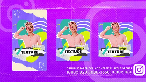Videohive Crumple Tape Paper Collage Instagram Opener Openers template preview