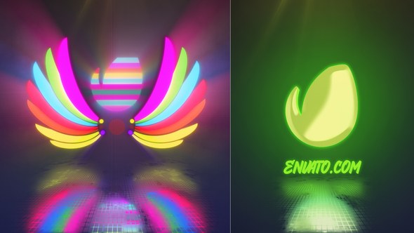 Videohive LED Lights Wings Logo Stings template preview