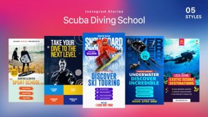 Videohive Scuba Diving School Instagram Stories Titles template preview