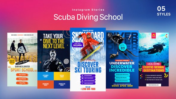 Videohive Scuba Diving School Instagram Stories Titles template preview