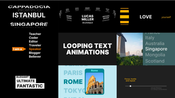 Videohive Looping Text Animations Titles template preview