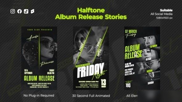 Videohive Halftone Album Release Stories Openers template preview