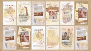 Videohive Wedding Invitation Collage Vertical Reel Video Displays template preview