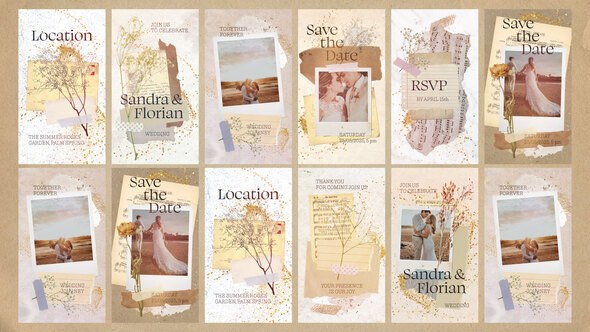 Videohive Wedding Invitation Collage Vertical Reel Video Displays template preview