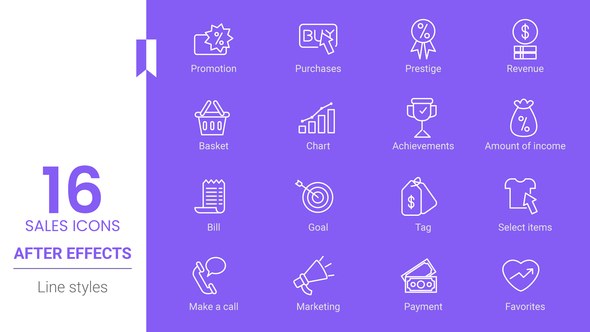 Videohive Sale Line Icons Pack Titles template preview