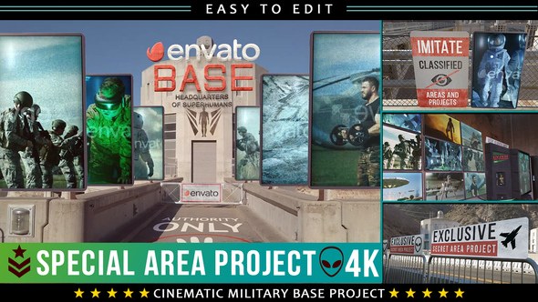Videohive Cinematic Military Base Titles Video Displays template preview