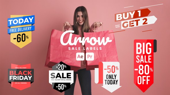 Videohive Arrow Sale Labels Titles template preview