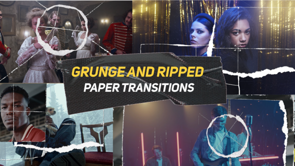 Videohive Grunge And Ripped Paper Transitions Broadcast-packages template preview
