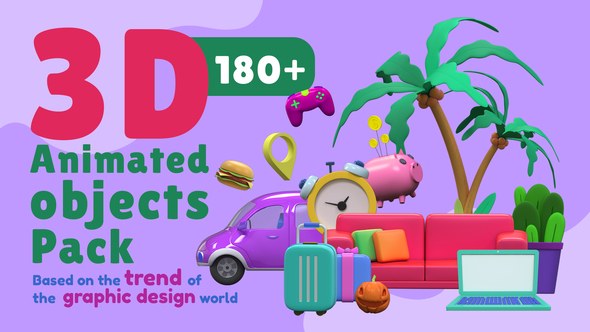 Videohive 3D Animated Objects Pack Elements template preview