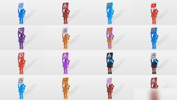 Videohive Funny Cartoon Robot Logo Reveal Bundle Logo Stings template preview