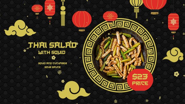 Asian Food Video Displays template preview
