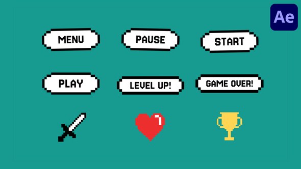 Videohive Pixel Game UI And Retro Icons | After Effects Elements template preview