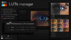 Videohive LUTs Manager: Real-Time Bulk Previews Tool & 500 LUTs for Effortless Professional Color Grading Elements template preview