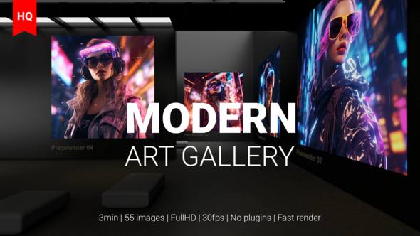 Videohive Modern Art Museum Gallery AI Traditional Art NFT Exhibition Video Displays template preview
