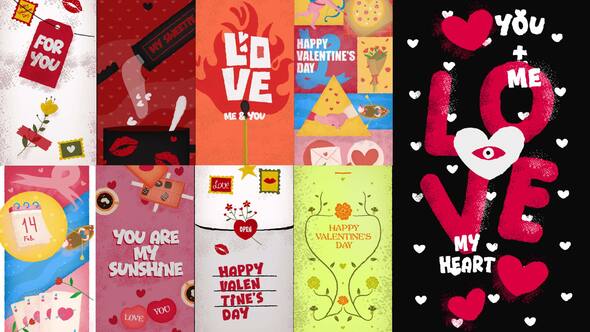 Videohive Valentine's Day Vertical Stories Package Elements template preview