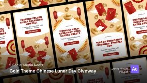 Videohive Social Media Reels - Gold Theme Chinese Lunar Day Giveaway After Effects Template Product Promo template preview