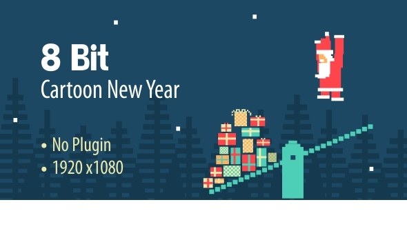 8 Bit Cartoon New Year Video Displays template preview