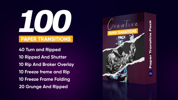 Videohive Creative Paper Transitions Pack Broadcast-packages template preview