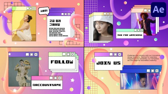 Videohive Stylish Gradient Pixel Slides for After Effects Openers template preview