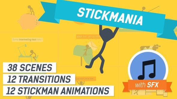 Explainer Video Stickmania Video Displays template preview