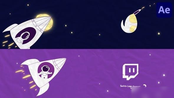 Videohive Cartoon Astronaut in Rocket Logo Opener for After Effects Logo Stings template preview