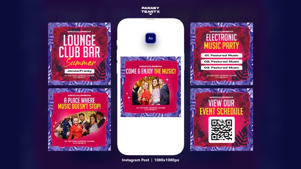 Videohive Night Club Party Instagram Post Product Promo template preview