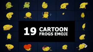 Videohive Cartoon Frogs Emoji for After Effects Elements template preview
