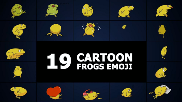 Videohive Cartoon Frogs Emoji for After Effects Elements template preview