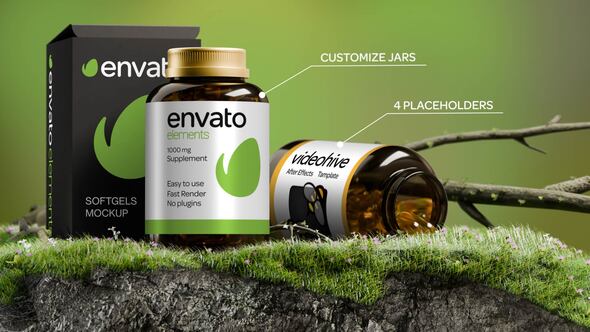 Videohive Medicine Pharma Supplement Jar and Box Mockup Product Promo template preview