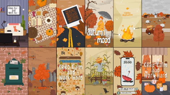 Videohive Autumn Pixel Art Stories Elements template preview